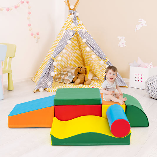 7 Pieces Toddlers Climbing Toys with EPE Foam and Removable PU Leather Kids Crystal
