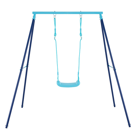 Outdoor Heavy Duty Metal Toddler Swing Set with Stand-Blue Kids Crystal