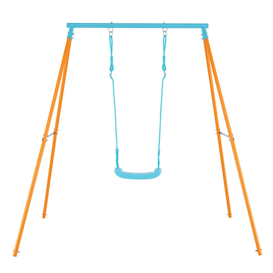 Outdoor Heavy Duty Metal Toddler Swing Set with Stand-Orange Kids Crystal