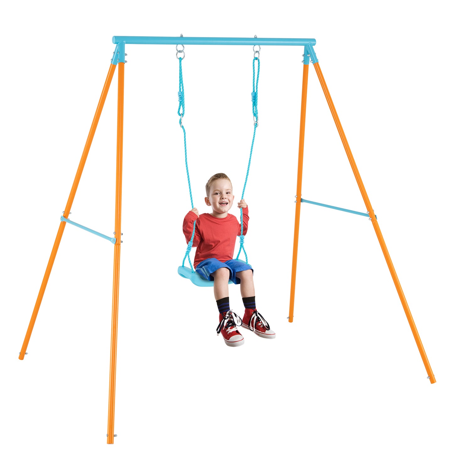 Outdoor Heavy Duty Metal Toddler Swing Set with Stand-Orange Kids Crystal