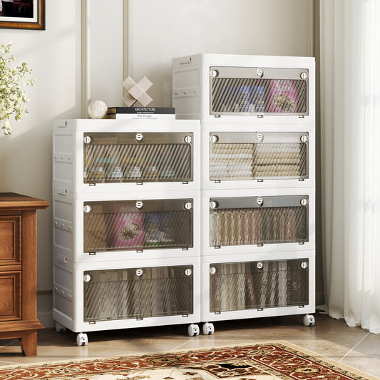 33 Gal 3-Pack Stackable Plastic Storage Bins with Lid for Bedroom Living Room-White Kids Crystal