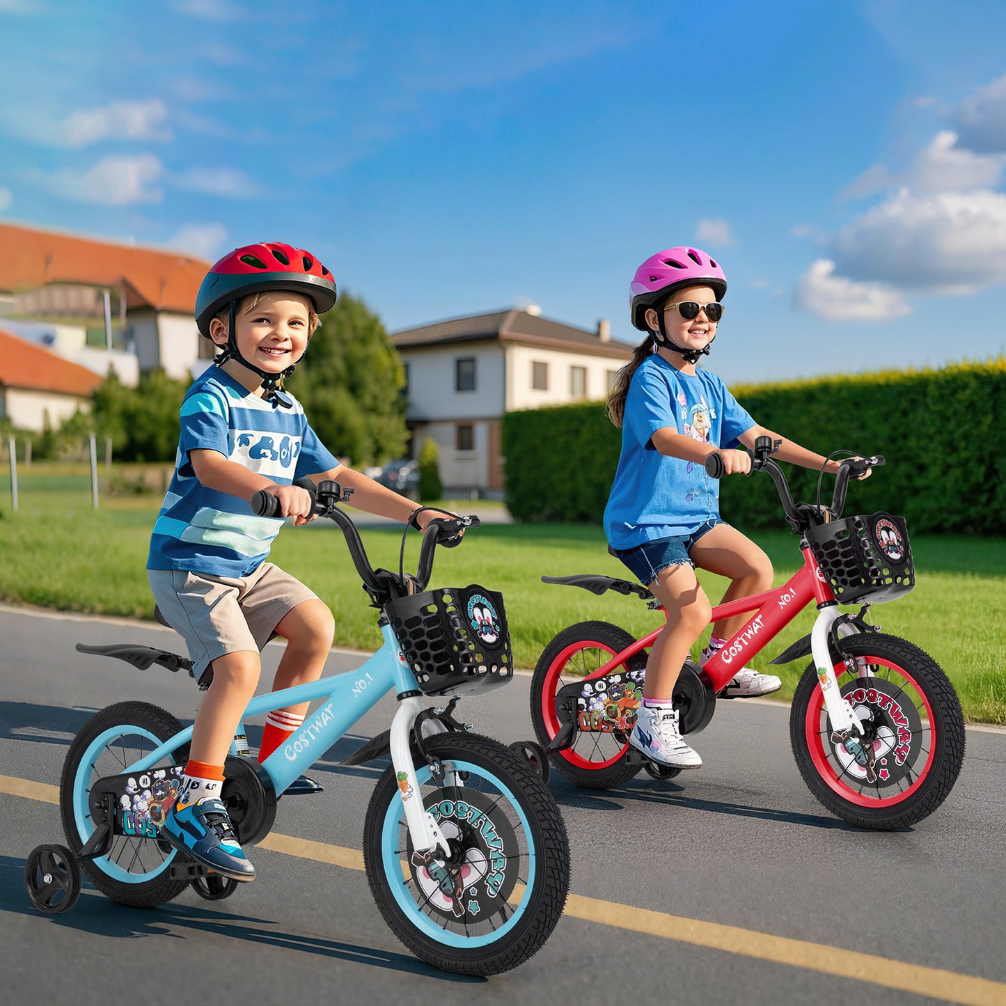 14 Inch Kids Bike Adjustable with Storage Basket and Double Brake for 3-5 Years Old-14 inches Kids Crystal