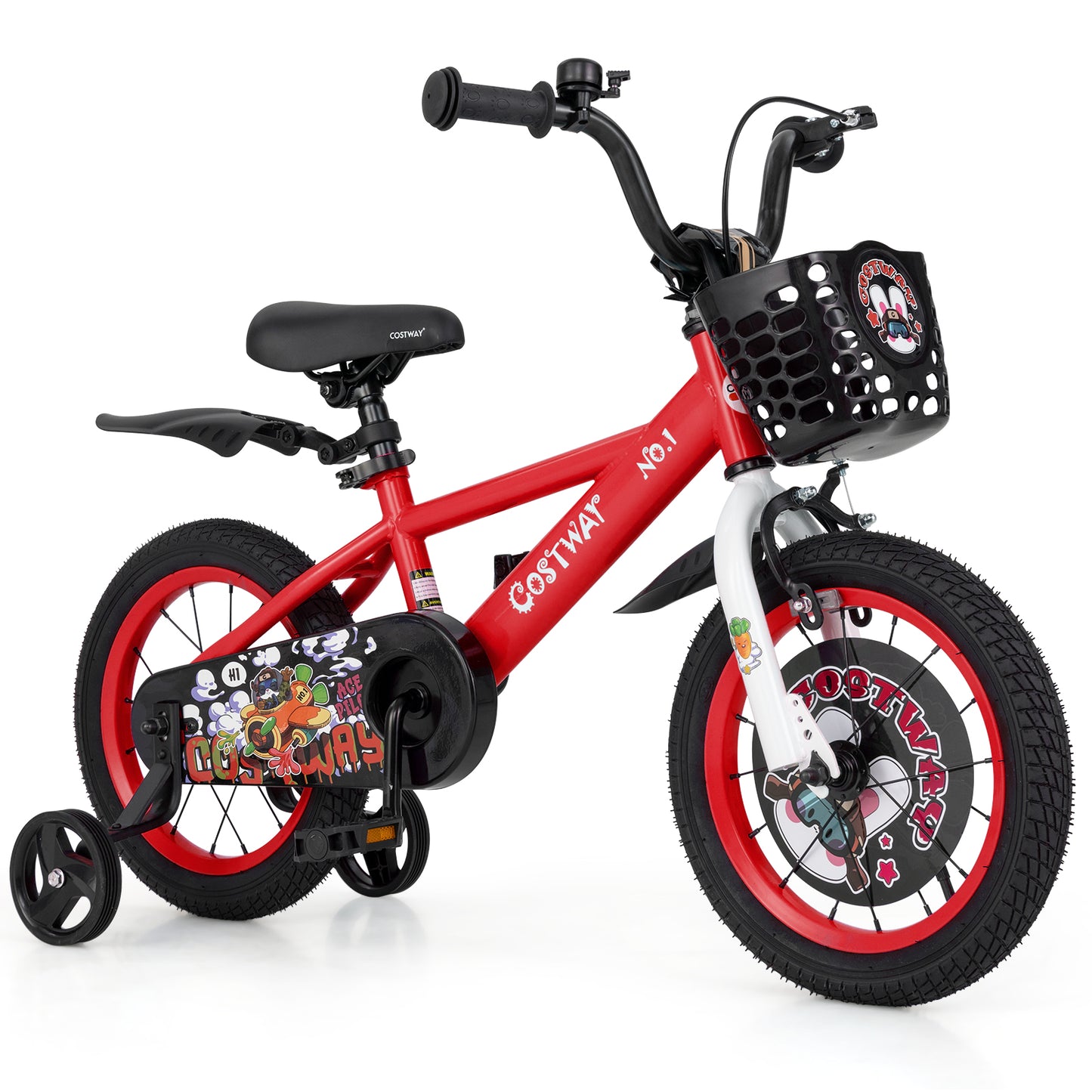 14 Inch Kids Bike Adjustable with Storage Basket and Double Brake for 3-5 Years Old-14 inches Kids Crystal