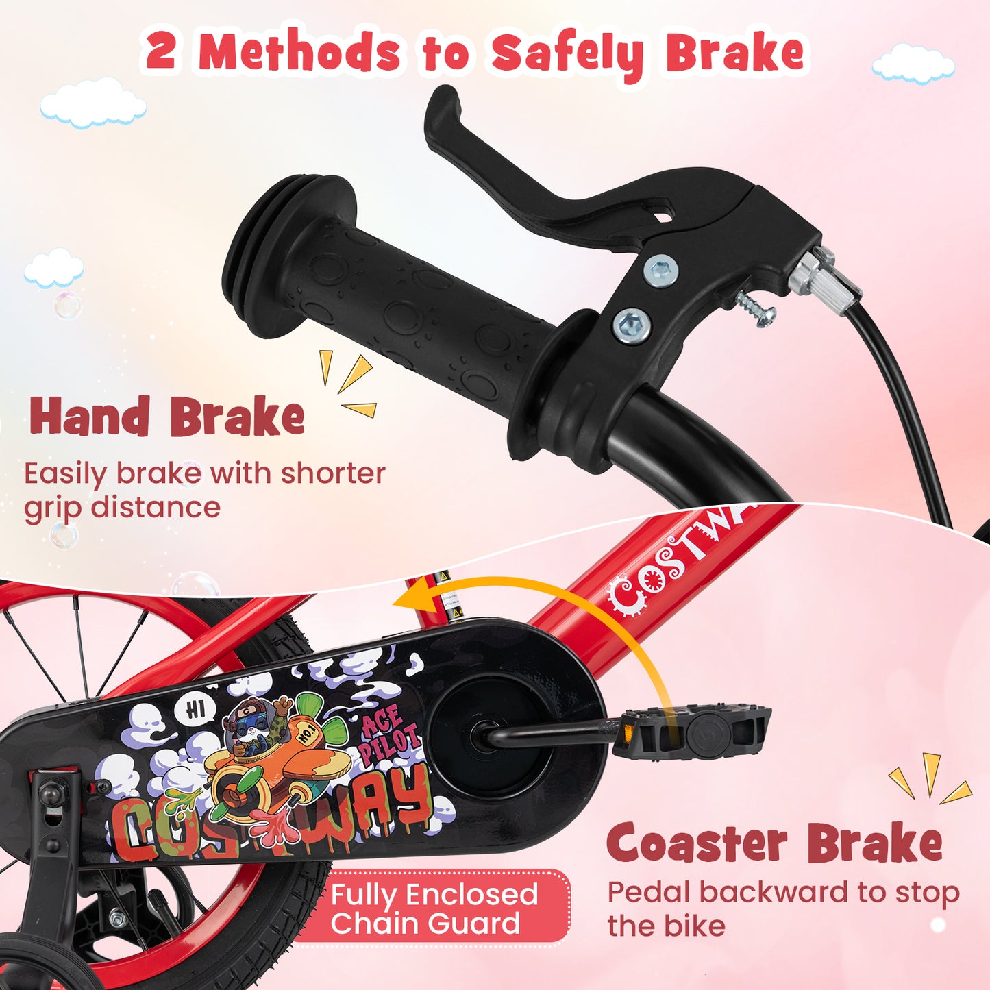 14 Inch Kids Bike Adjustable with Storage Basket and Double Brake for 3-5 Years Old-14 inches Kids Crystal