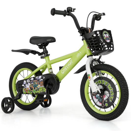 14 Inch Kids Bike Adjustable with Detachable Training Wheels for 3-5 Years Old-14 inches Kids Crystal