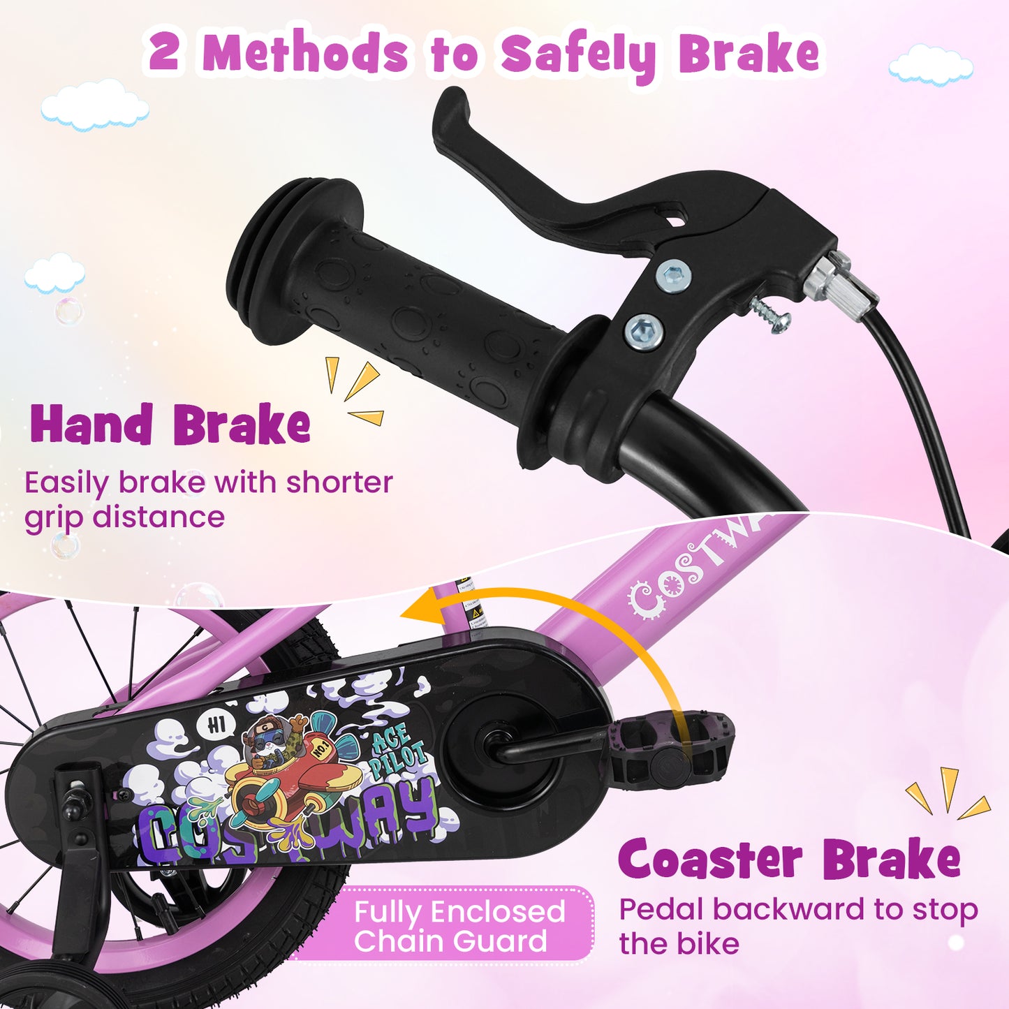 14 Inch Kids Bike for 3-5 Years Old Sport Bicycle with Adjustable Handlebar and Saddle-14 inches Kids Crystal