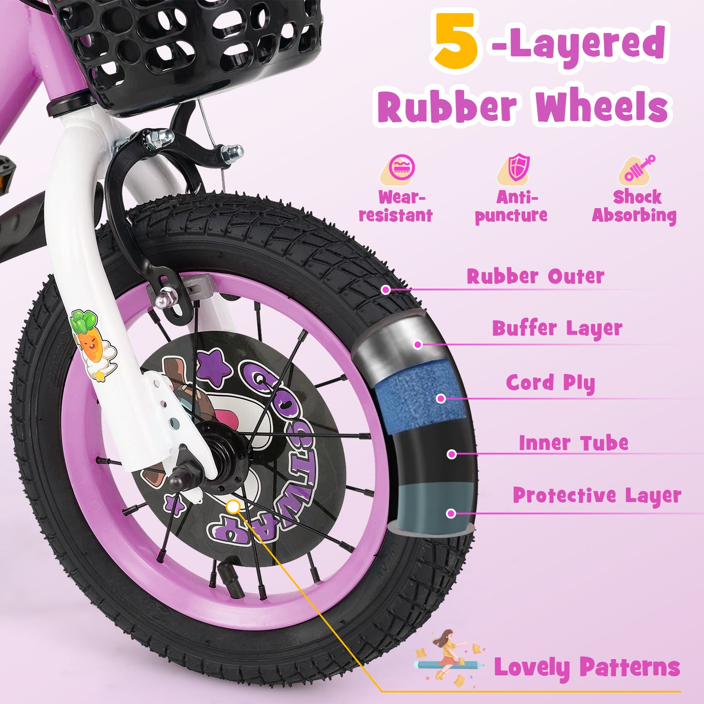 12 Inch Kids Bike for 3-4 Years Old Sport Bicycle with Adjustable Handlebar and Saddle-12 inches Kids Crystal