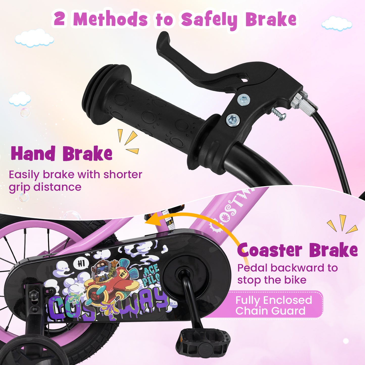 12 Inch Kids Bike for 3-4 Years Old Sport Bicycle with Adjustable Handlebar and Saddle-12 inches Kids Crystal