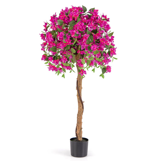 4.5 Feet Artificial Azalea Tree with Cement Pot-Red Kids Crystal