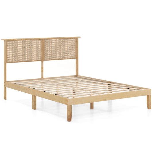 Twin/Full/Queen Size Bed Frame with Rattan Headboard-Queen Size Kids Crystal