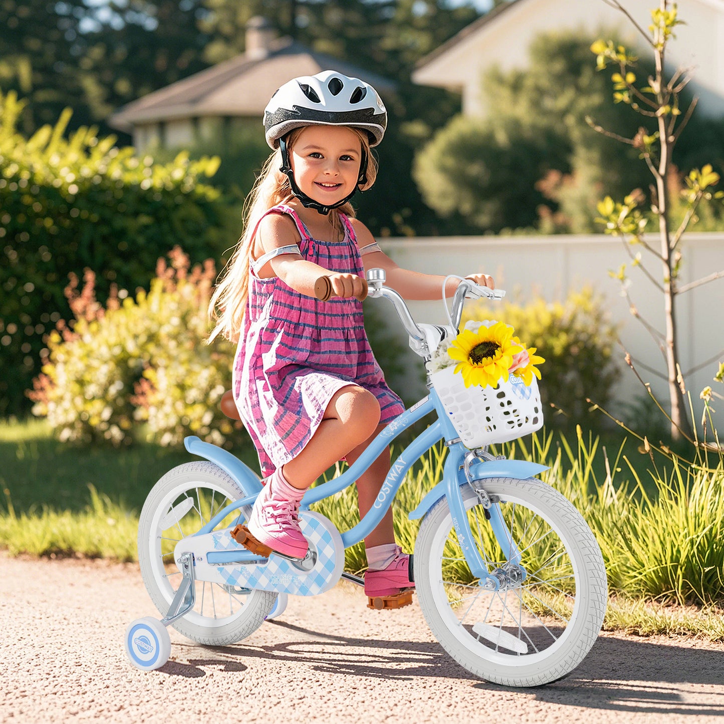 16 Inch Kids Bike with Adjustable Handlebar and Seat for 4-7 Year Old Kids Crystal