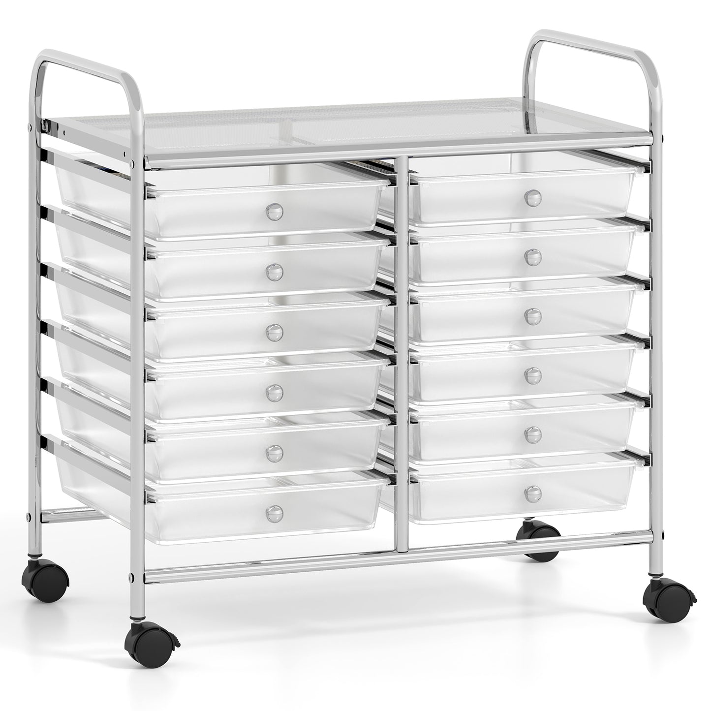 12 Drawers Rolling Storage Cart for Home and Office-Transparent Kids Crystal
