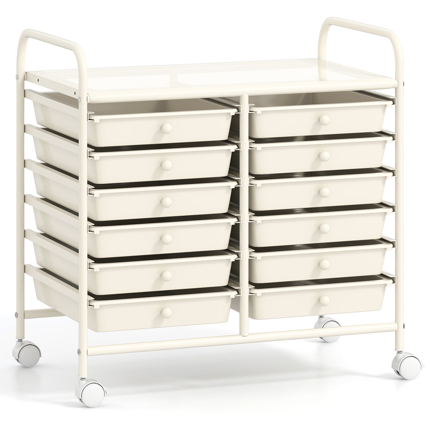 12 Drawers Rolling Storage Cart for Home and Office-White Kids Crystal