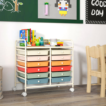 12 Drawers Rolling Storage Cart for Home and Office-Macaron
