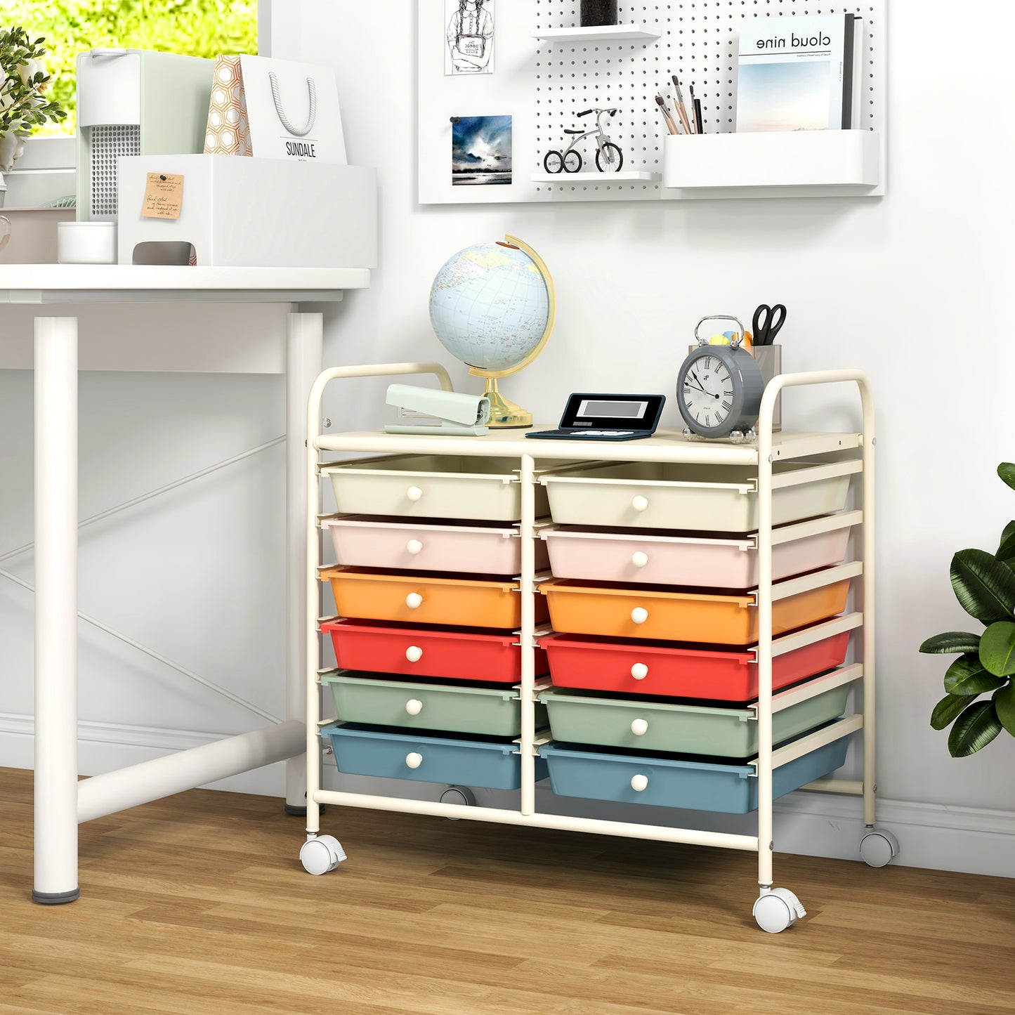 12 Drawers Rolling Storage Cart for Home and Office-Macaron Kids Crystal