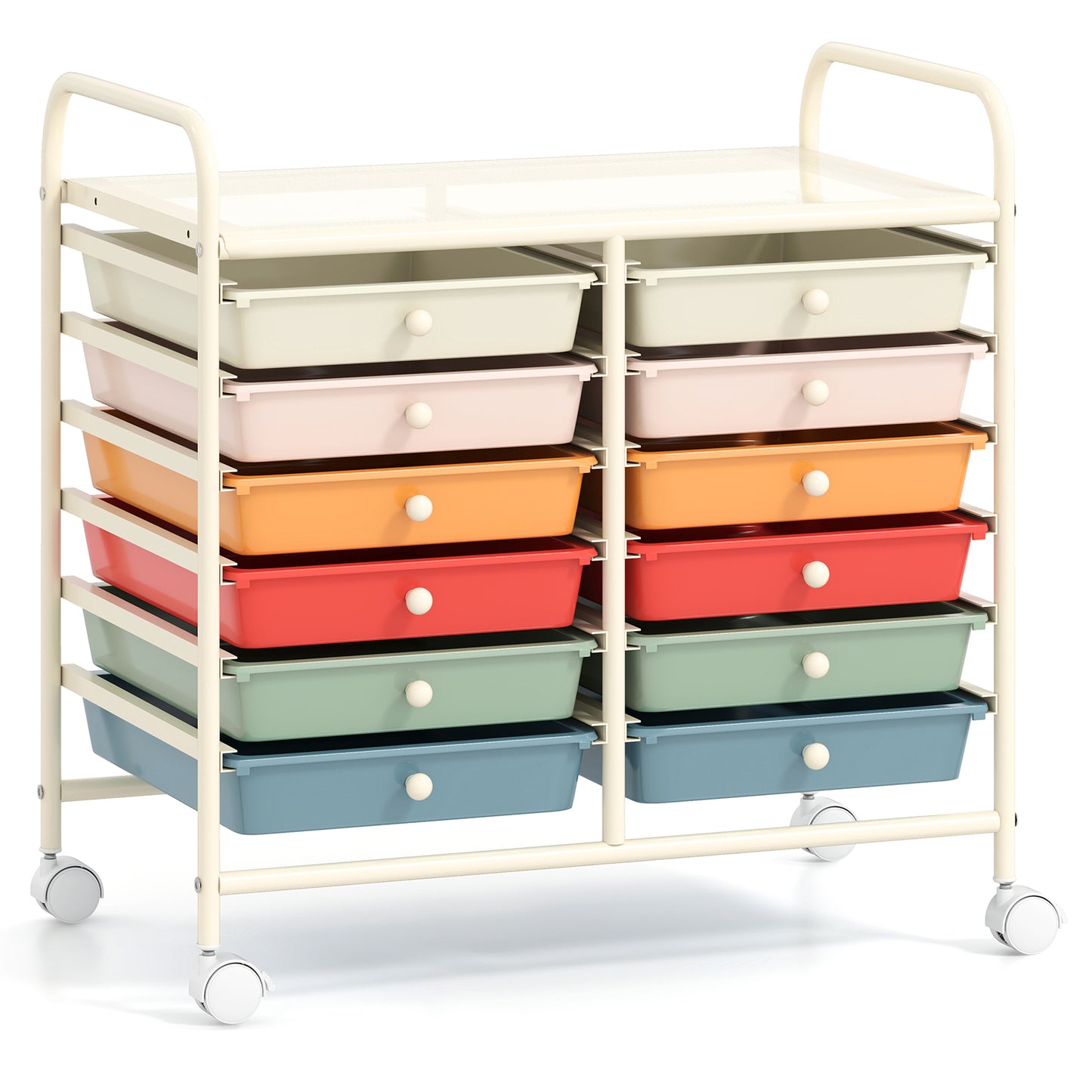 12 Drawers Rolling Storage Cart for Home and Office-Macaron Kids Crystal