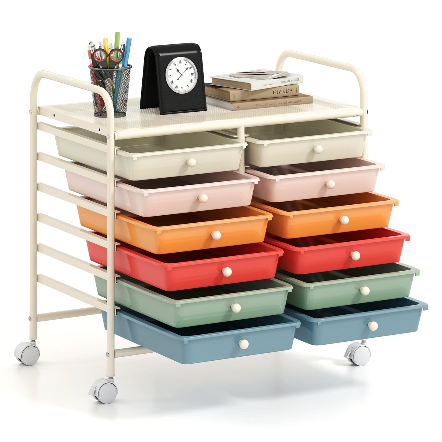 12 Drawers Rolling Storage Cart for Home and Office-Macaron Kids Crystal