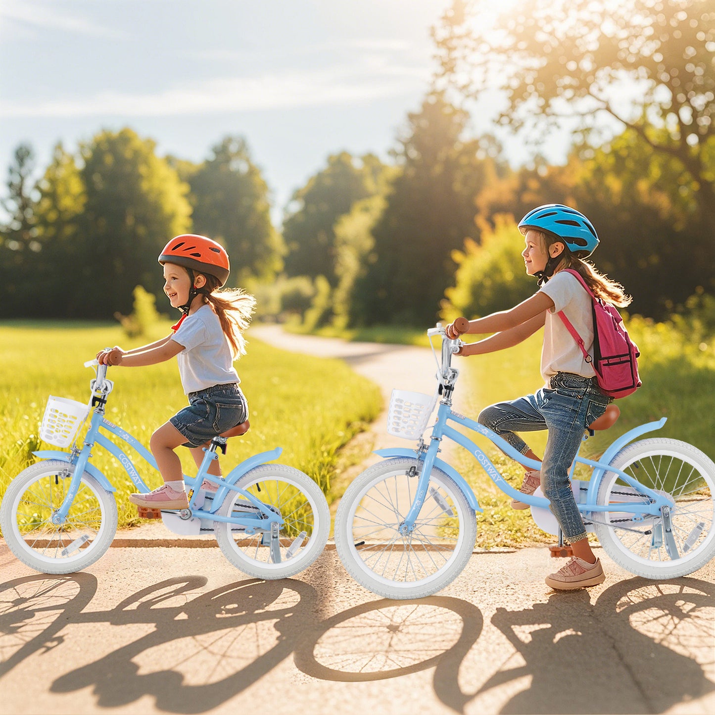 18 Inch Kids Bike with Adjustable Handlebar and Seat for 4-8 Year Old Kids Crystal