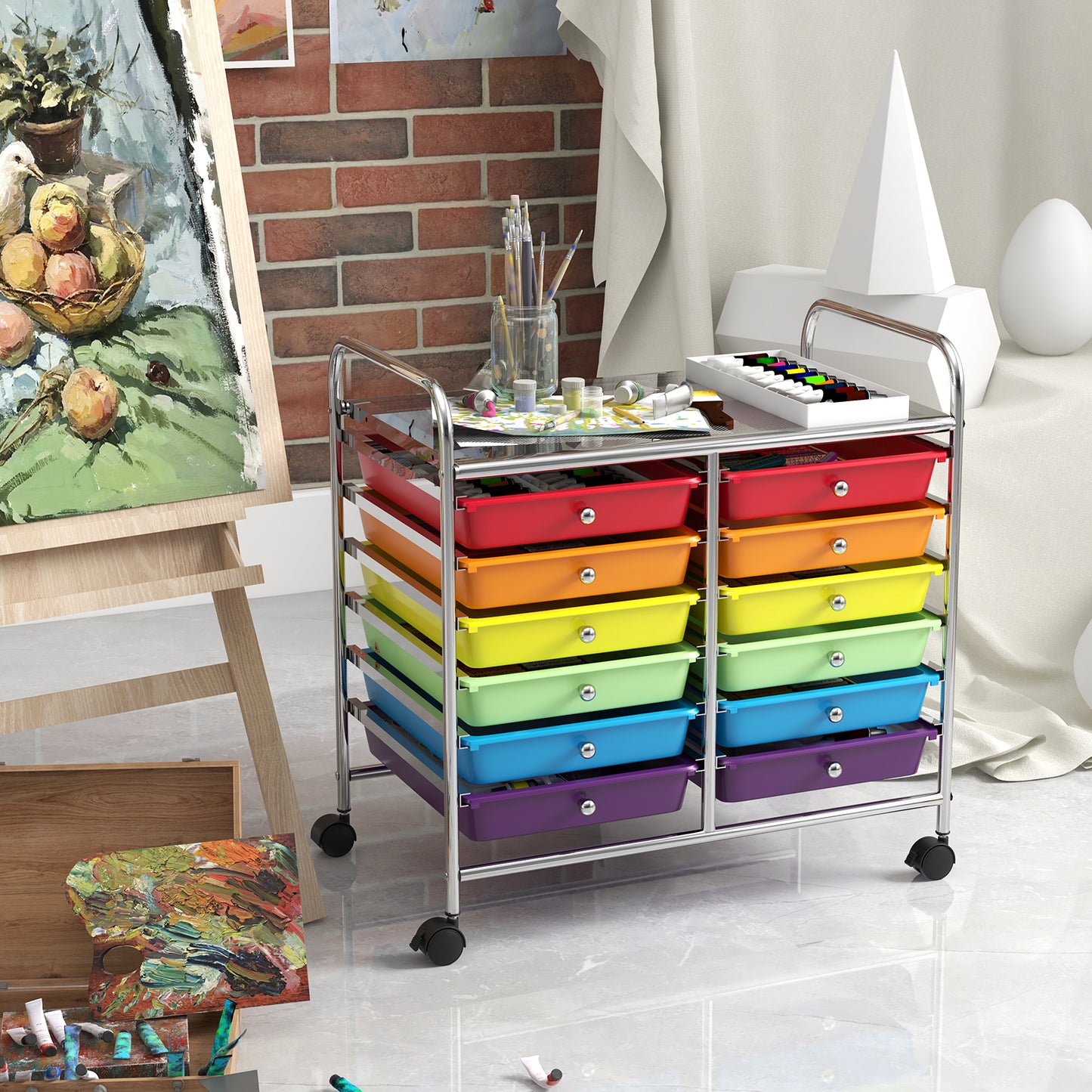 12 Drawers Rolling Storage Cart for Home and Office-Multicolor Kids Crystal