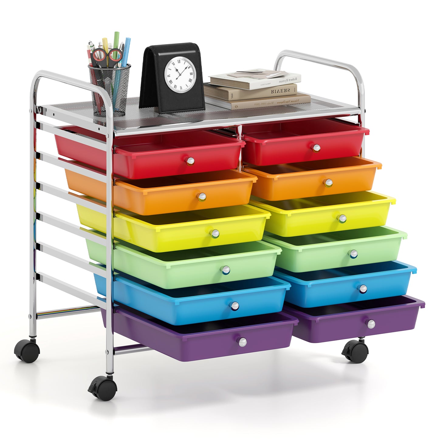 12 Drawers Rolling Storage Cart for Home and Office-Multicolor Kids Crystal