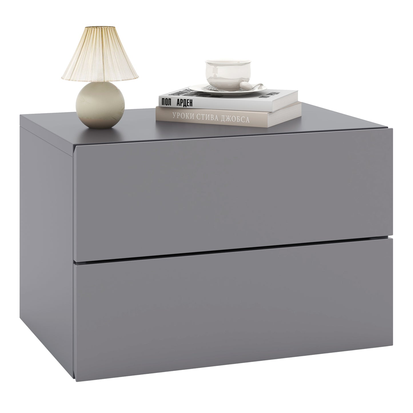 Floating Nightstand with Drawers and Storage Shelf-Gray Kids Crystal