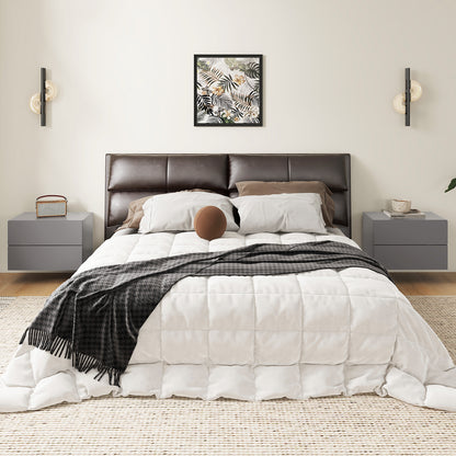 Floating Nightstand with Drawers and Storage Shelf-Gray