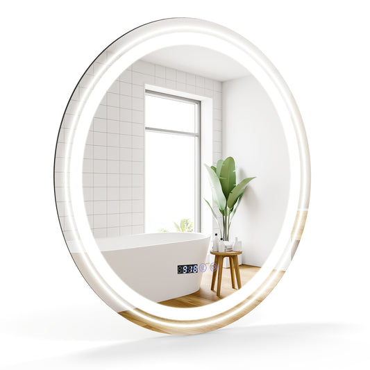 Anti-Fog Round Led Bathroom Mirror with 3 Color LED Lights-S Kids Crystal