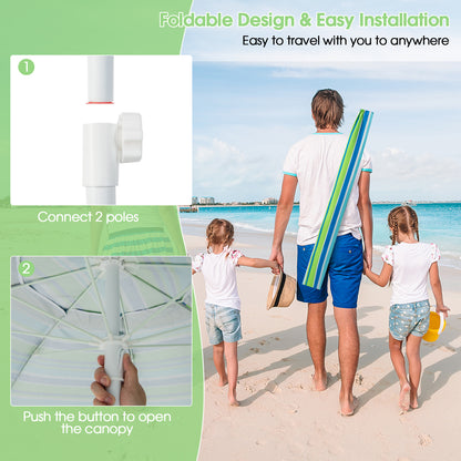 6.5 Feet Patio Beach Umbrella with Waterproof Polyester Fabric-Green