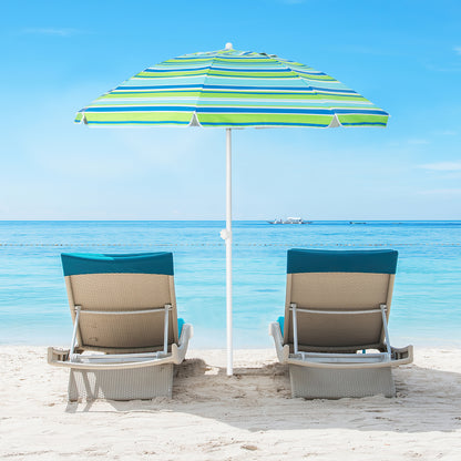 6.5 Feet Patio Beach Umbrella with Waterproof Polyester Fabric-Green