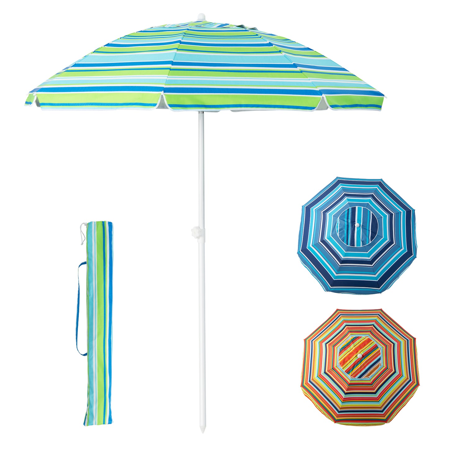6.5 Feet Patio Beach Umbrella with Waterproof Polyester Fabric-Green Kids Crystal