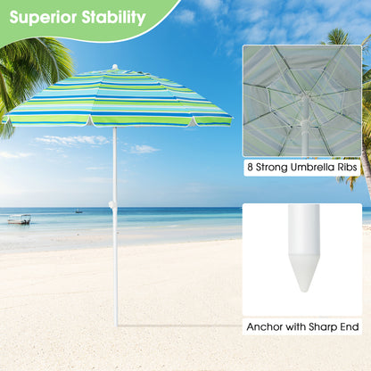 6.5 Feet Patio Beach Umbrella with Waterproof Polyester Fabric-Green