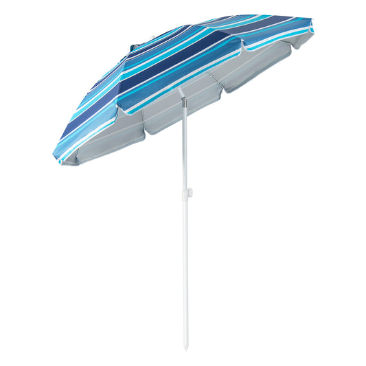 6.5 Feet Patio Beach Umbrella with Waterproof Polyester Fabric-Blue Kids Crystal