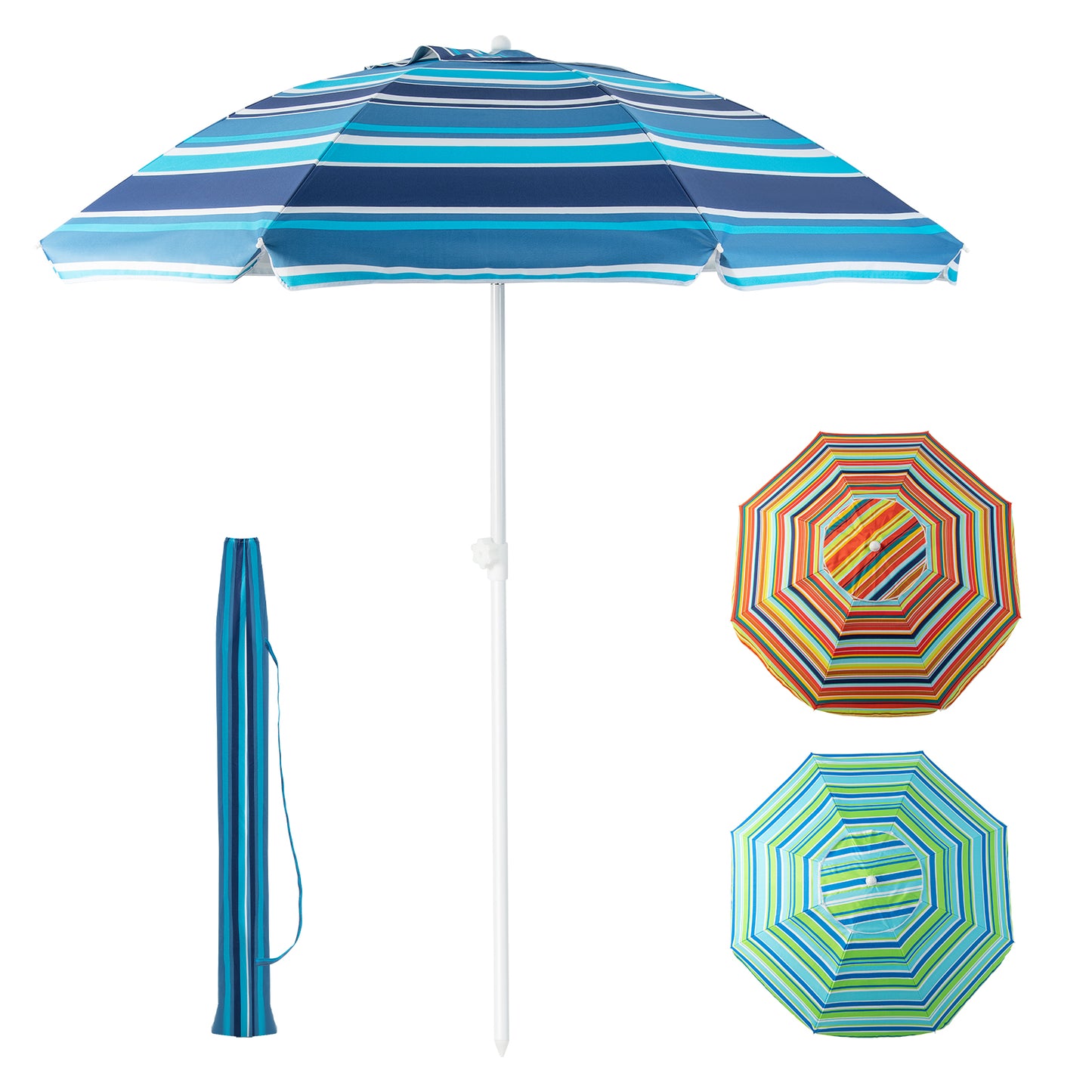 6.5 Feet Patio Beach Umbrella with Waterproof Polyester Fabric-Blue Kids Crystal