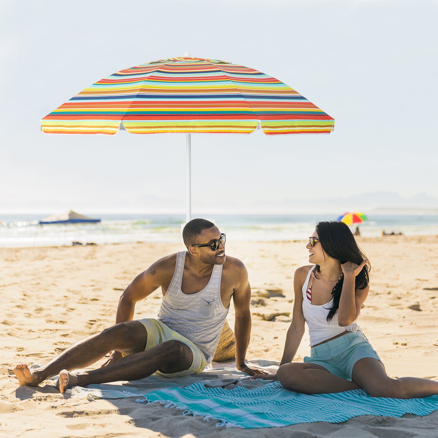 6.5 Feet Patio Beach Umbrella with Waterproof Polyester Fabric-Orange Kids Crystal