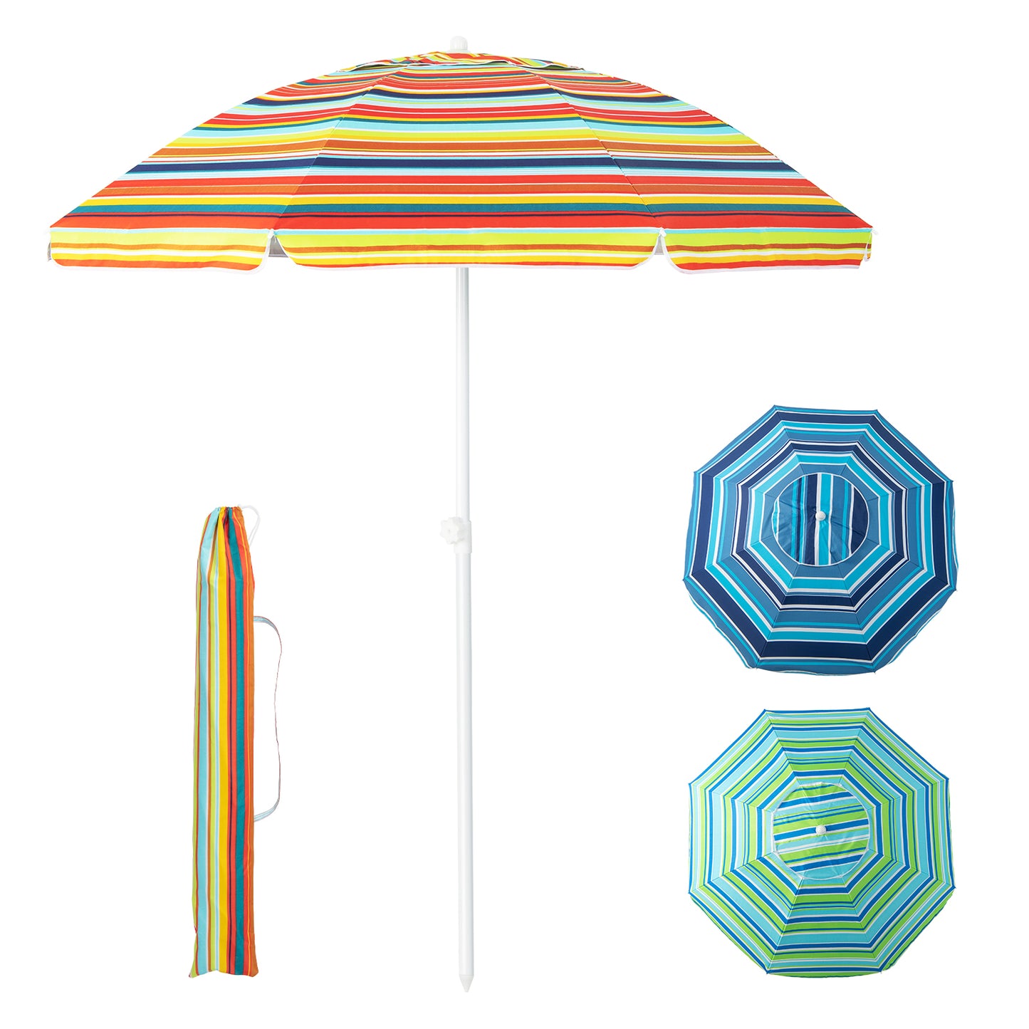 6.5 Feet Patio Beach Umbrella with Waterproof Polyester Fabric-Orange Kids Crystal