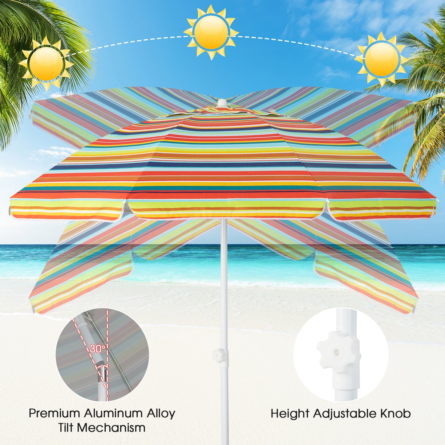 6.5 Feet Patio Beach Umbrella with Waterproof Polyester Fabric-Orange Kids Crystal