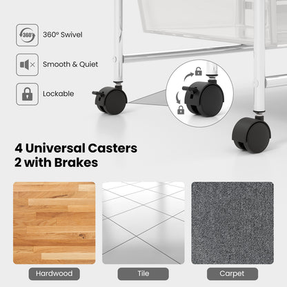 9-Drawer Rolling Storage Cart with Colorful Drawers and Metal Frame-Transparent