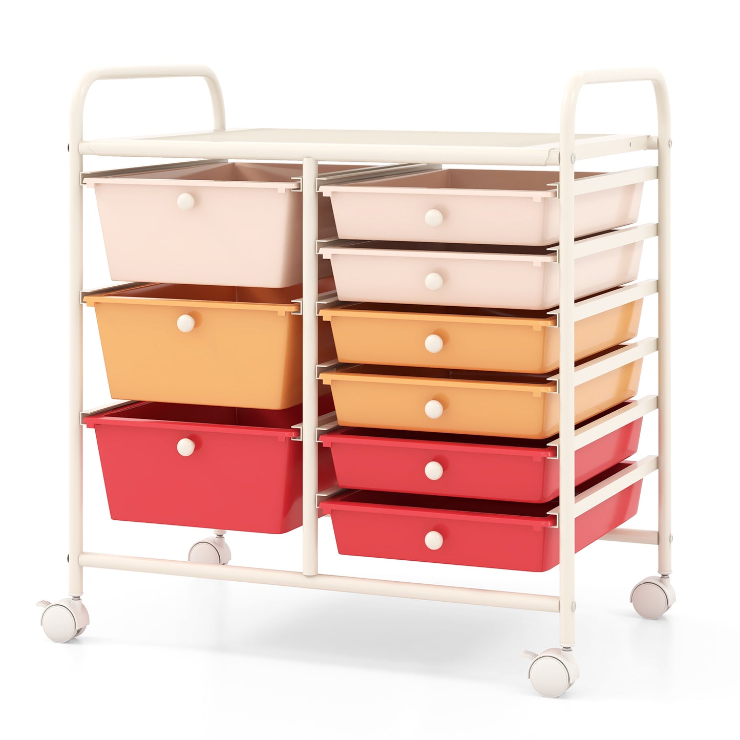 9-Drawer Rolling Storage Cart with Colorful Drawers and Metal Frame-Macaron Kids Crystal