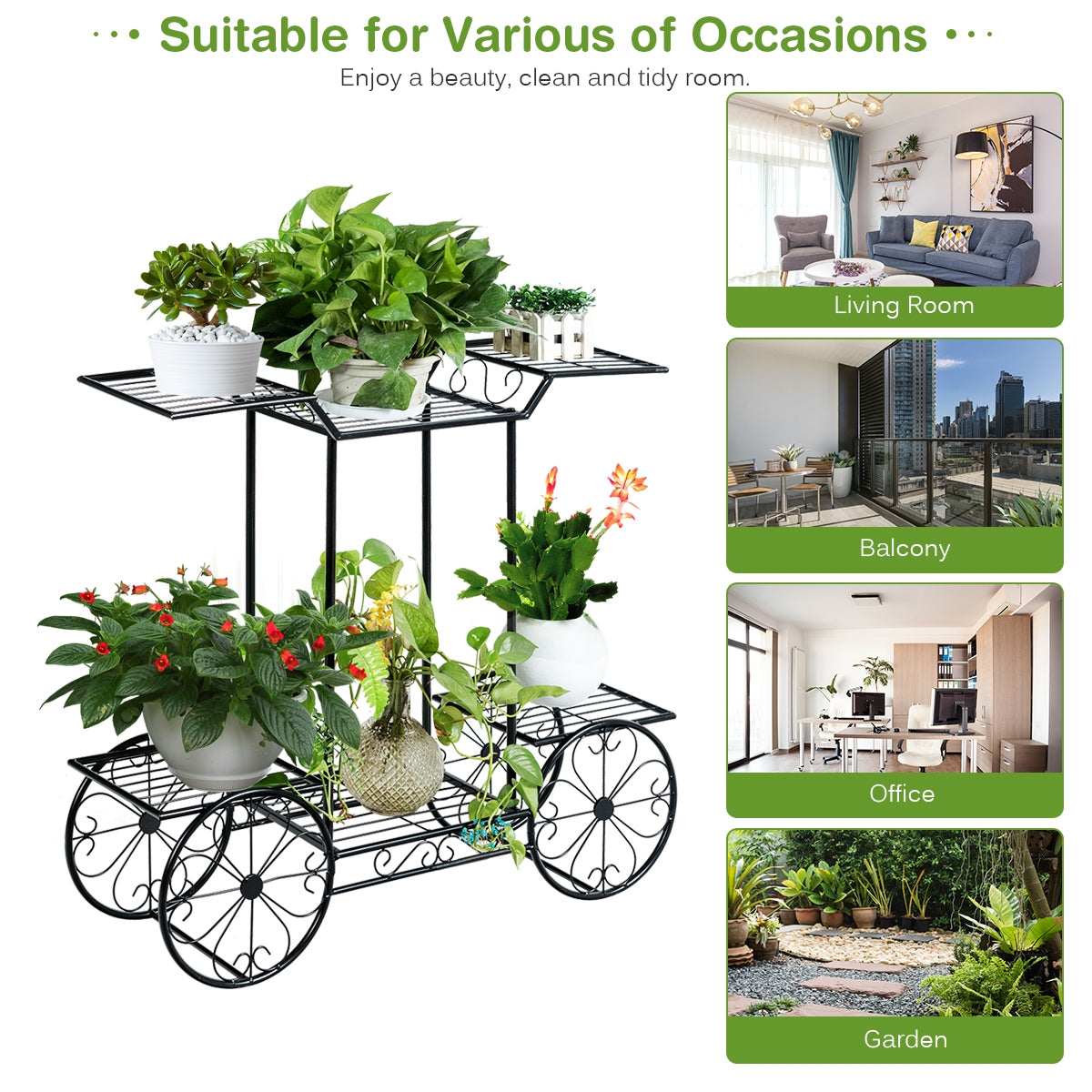 6-Tier Garden Cart Flower Rack Display Decor Pot Plant Holder Kids Crystal