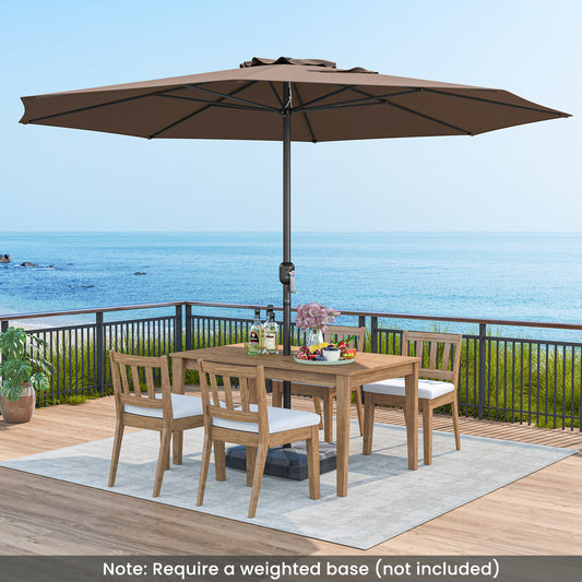 12 Feet Patio Umbrella with Crank Handle and 8 Sturdy Ribs-Coffee Kids Crystal