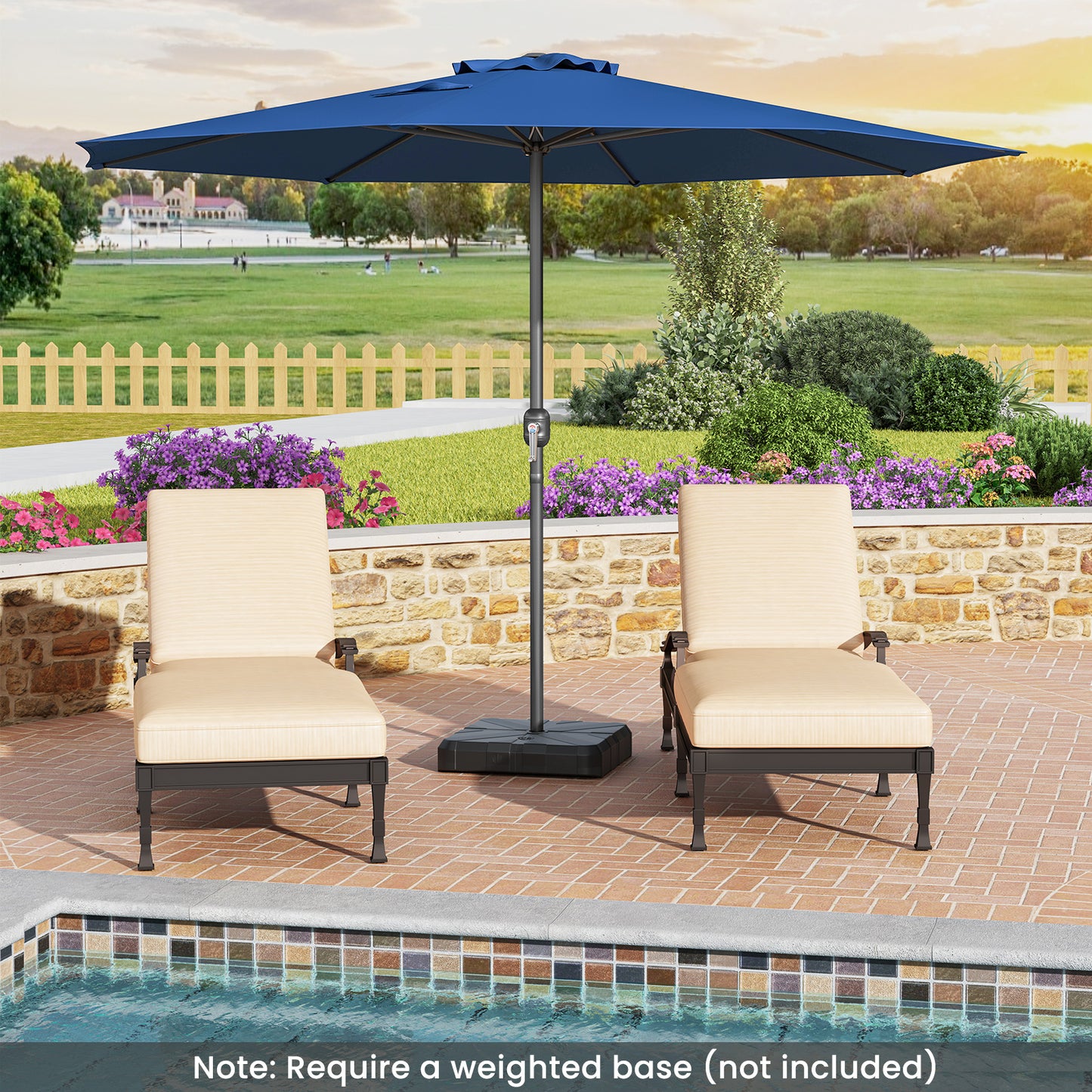 12 Feet Patio Umbrella with Crank Handle and 8 Sturdy Ribs-Navy Kids Crystal