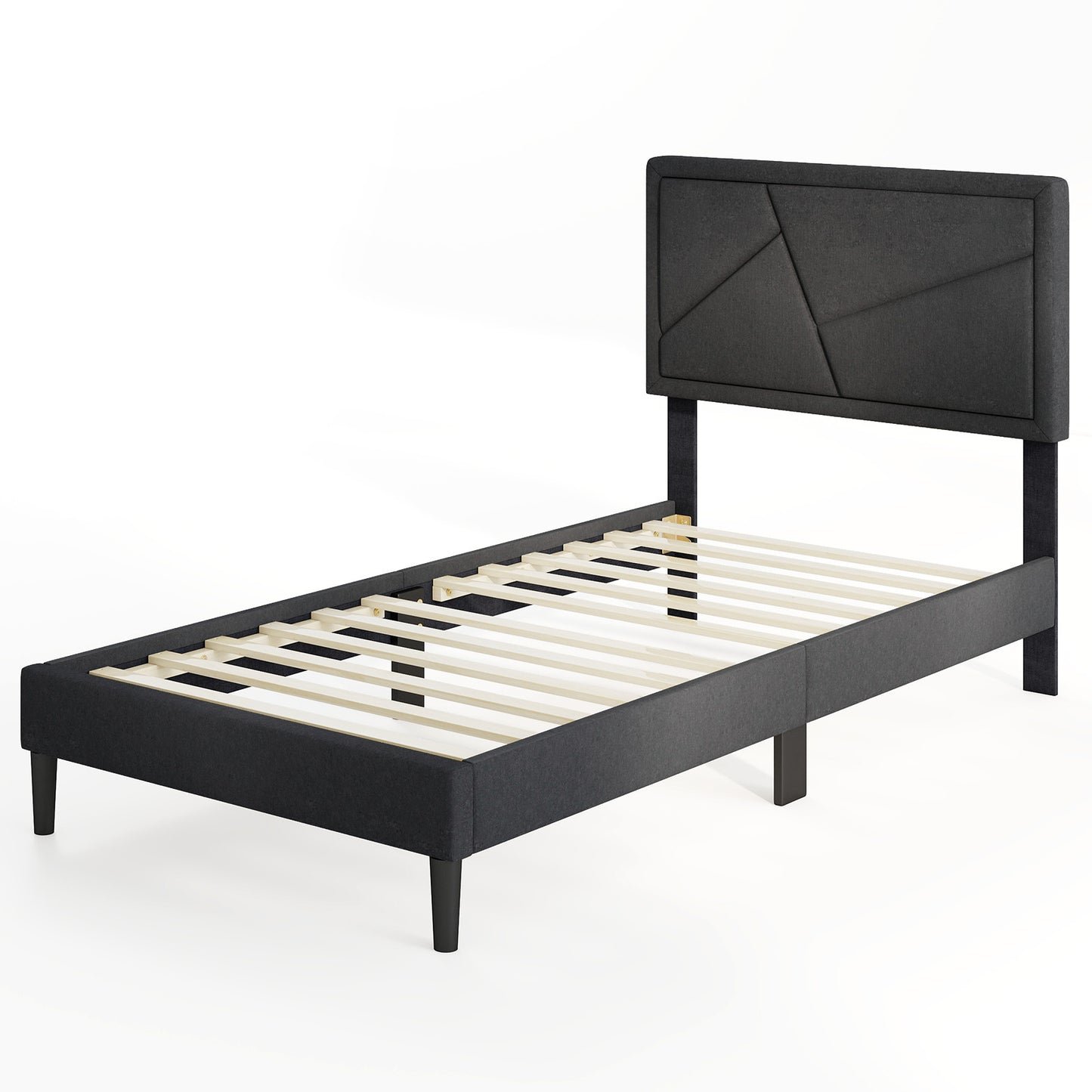 Twin/Full/Queen Size Upholstered Platform Bed Frame with High Headboard-Twin Kids Crystal