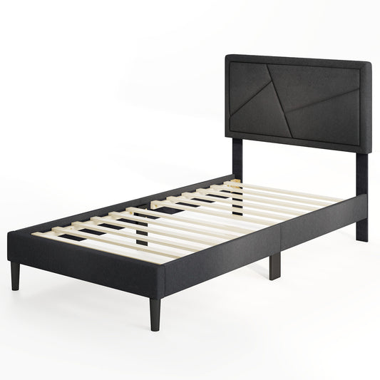 Twin/Full/Queen Size Upholstered Platform Bed Frame with High Headboard-Twin Kids Crystal