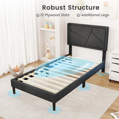 Twin/Full/Queen Size Upholstered Platform Bed Frame with High Headboard-Twin