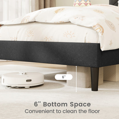 Twin/Full/Queen Size Upholstered Platform Bed Frame with High Headboard-Twin