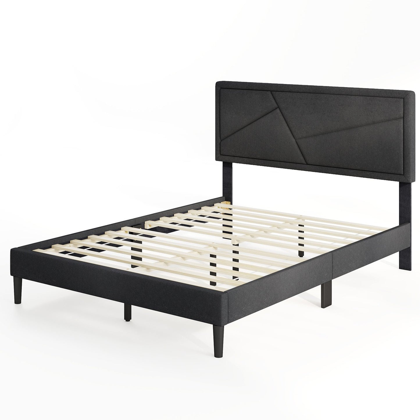 Twin/Full/Queen Size Upholstered Platform Bed Frame with High Headboard-Full Size Kids Crystal