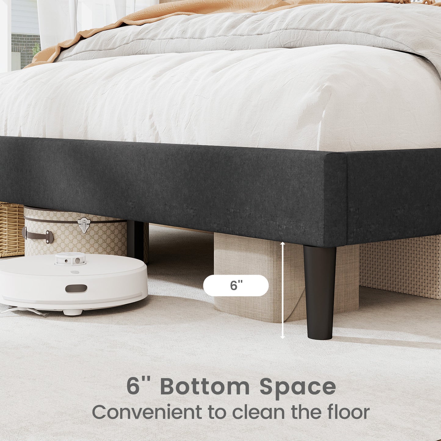 Twin/Full/Queen Size Upholstered Platform Bed Frame with High Headboard-Full Size Kids Crystal