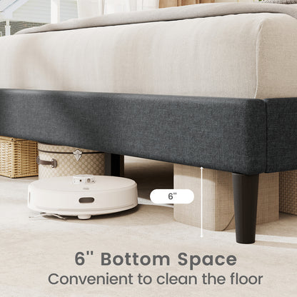 Full/Queen/Twin Size Bed Frame with Vertical Channel Tufted Headboard and Wooden Slats-Queen Size