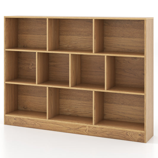 41 inches Wooden Toy Storage Organizer with 10 Cubes for Classroom Daycare Nursery Kindergarten-Natural Kids Crystal