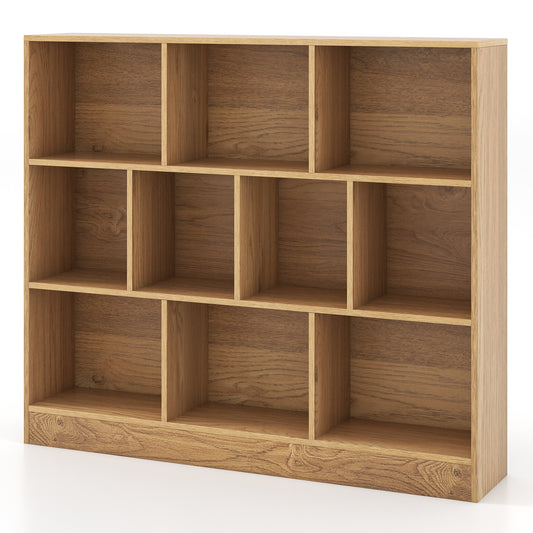 41 inches Wooden Toy Storage Organizer with 10 Cubes for Kids-Natural Kids Crystal